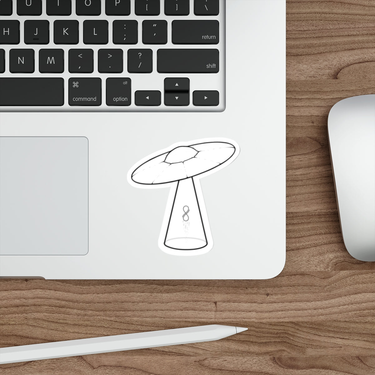 UFO Beam Die-Cut Sticker - Minimal Alien Abduction Design