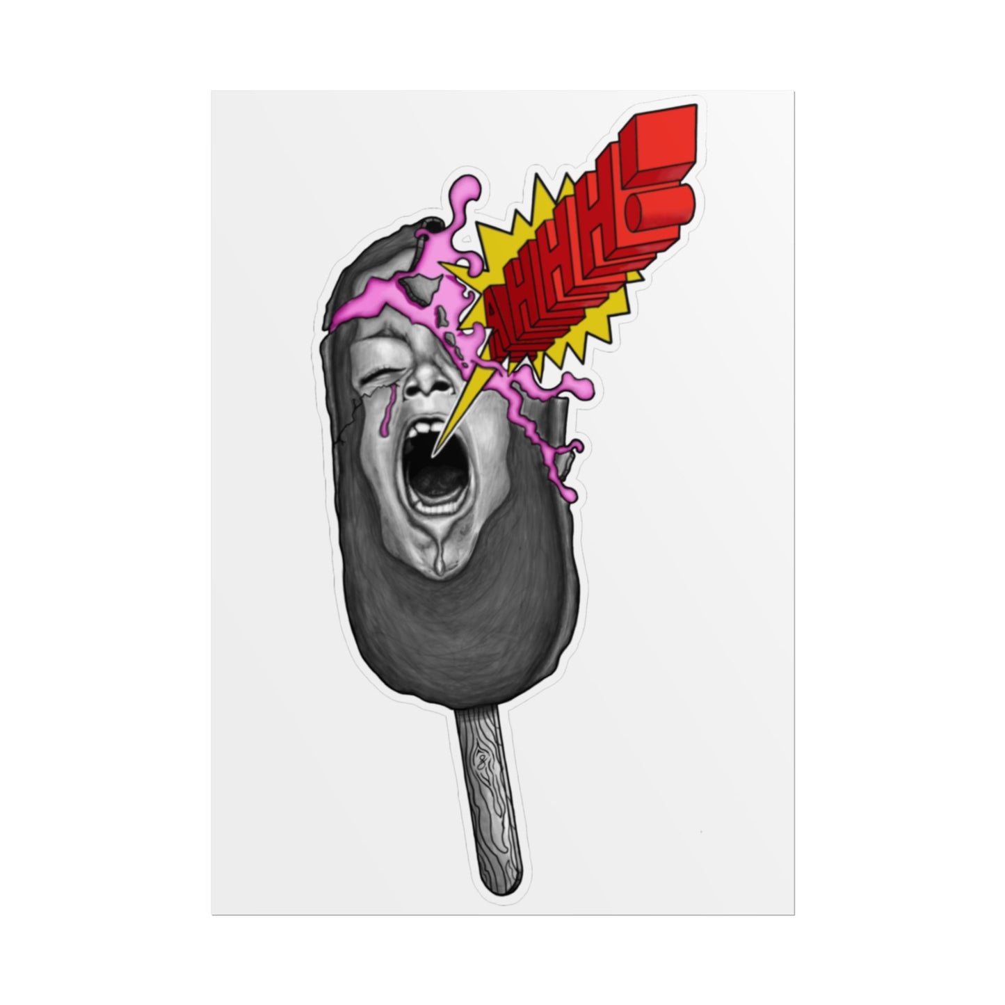 "iscream" — Surreal Screaming Popsicle Art Print