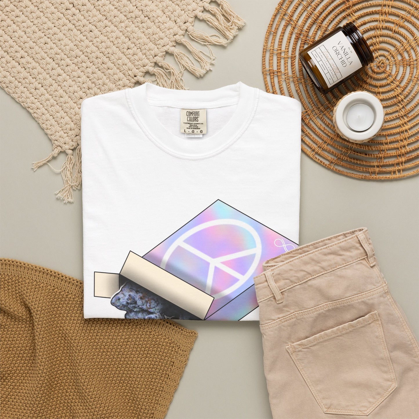 Peace Box Graphic T-Shirt — Pastel Aesthetic, Retro Peace Symbol Design
