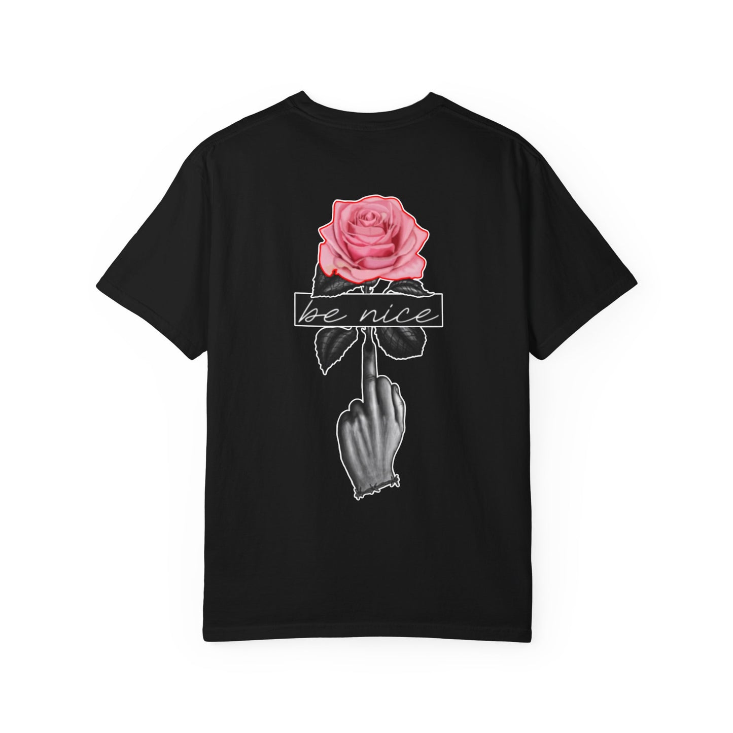 Rose & Gesture T‑Shirt — "Be Nice" Graphic Tee